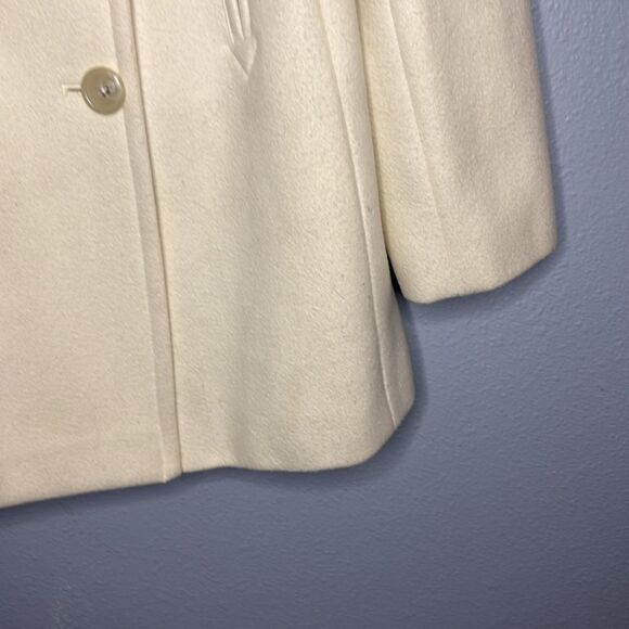 Banana Republic Cream Soft Wool Double Breasted Fully Lined Pea Coat Size Medium - Picture 5 of 16